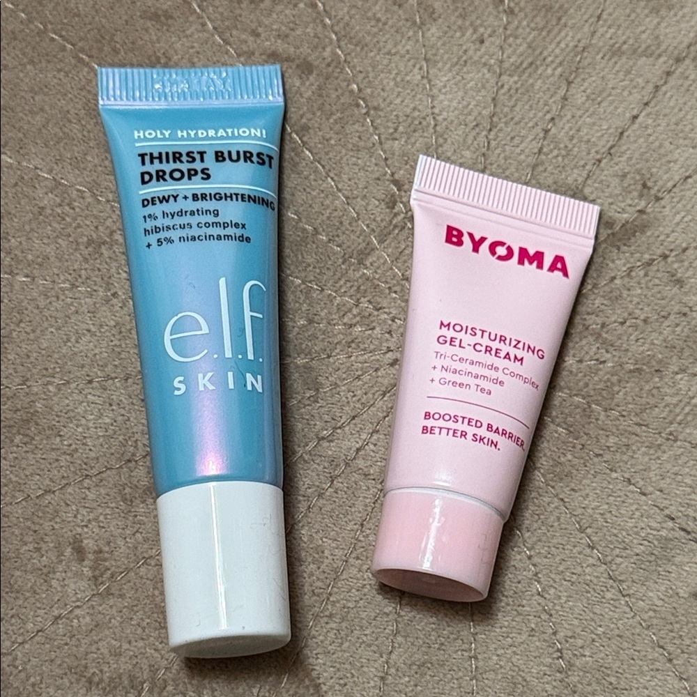 Elf Skin Thirst Burst Drops Dewy+Brightening & BYOMA Moisturizer gel cream New